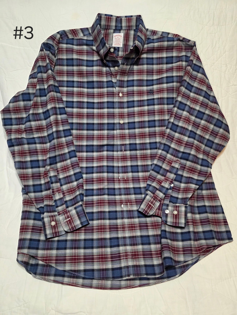 Brooks Brothers "Madison" Fit Non-Iron Plaid Button-Down Shirt - Men's XL